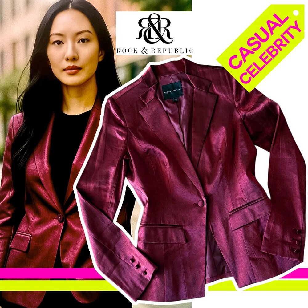 Rock & Republic Dark Red/ Wine Satin Blazer | Nordstrom | Medium
